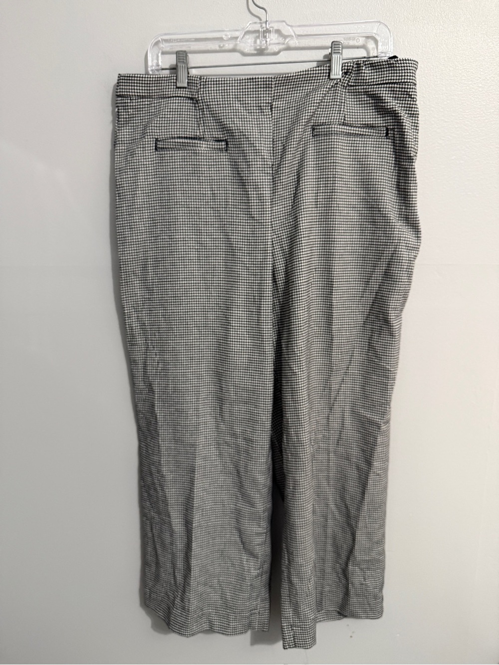 Talbots Pants Womens 16 Petite Wide Leg Houndstooth Cropped High Rise Side Zip